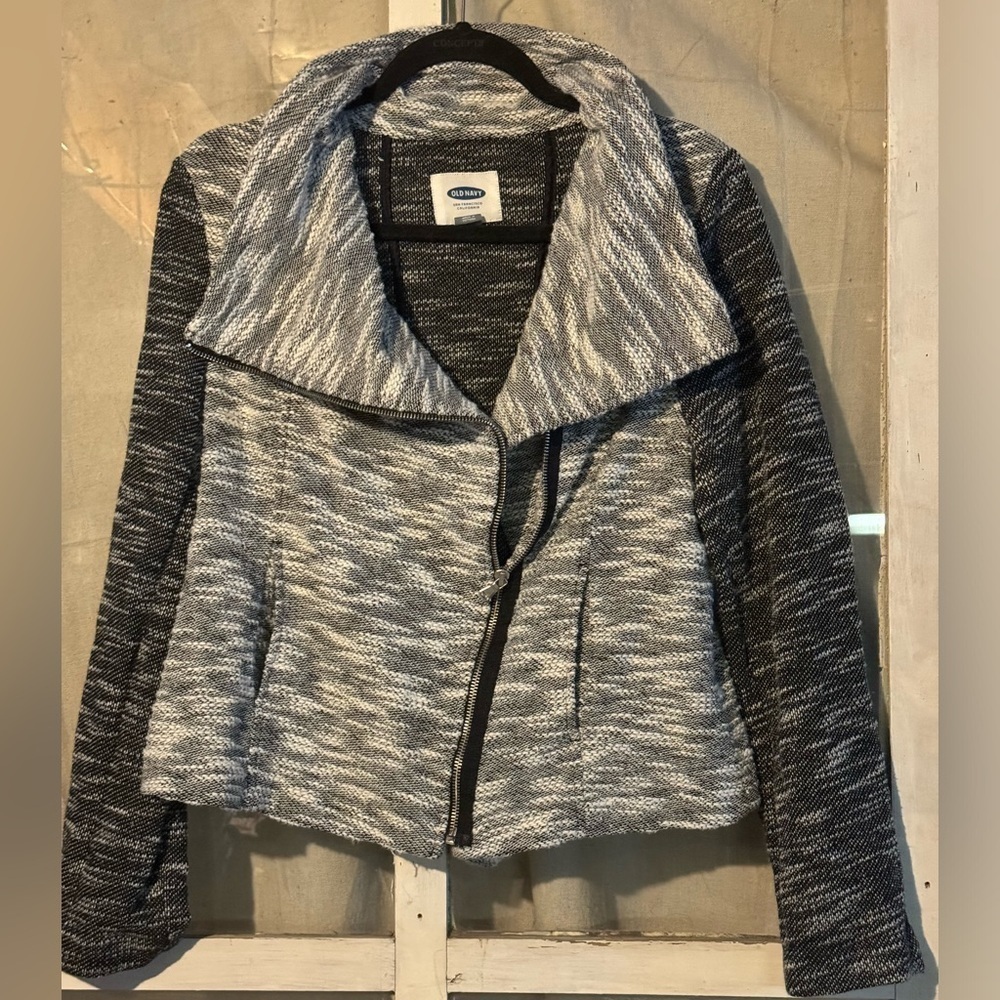 Old Navy Black and Grey Moto Jacket